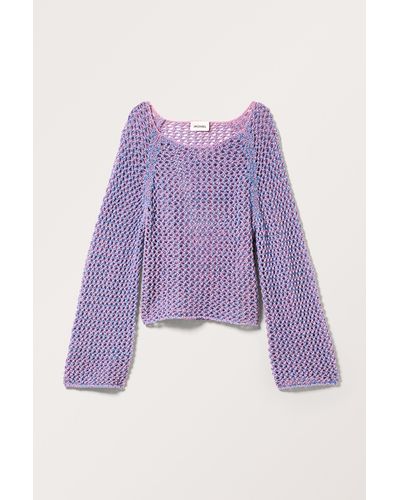 Monki Cropped Loose-knitted Top - Purple