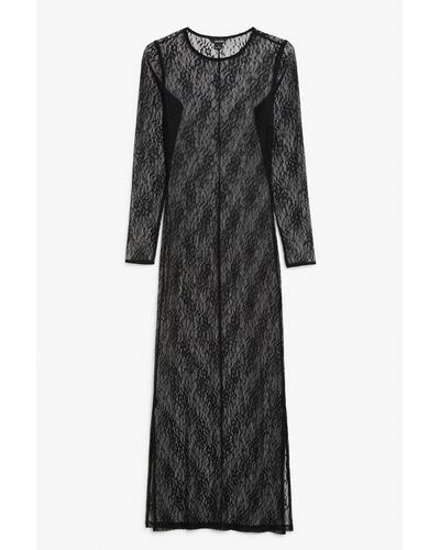 Monki Black Long Sleeve Lace Dress