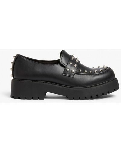 Monki Faux Leather Loafers With Studs - Black