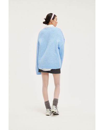 Monki Chunky Knit Oversized Jumper - Blue