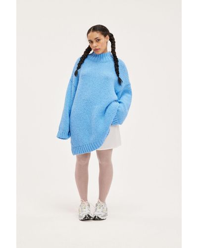 Monki Chunky Knitted Midi Dress - Blue