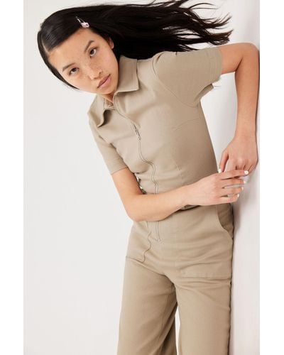 Monki Fitted Carpenter Jumpsuit - Brown