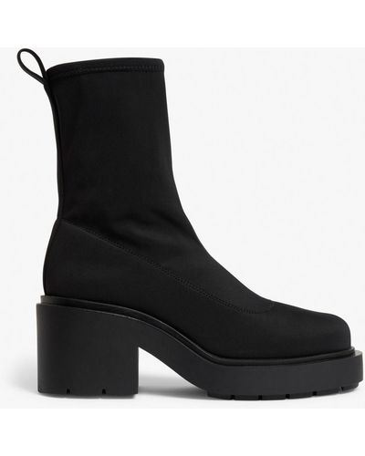 Monki Chunky Heel Sock Boots - Black