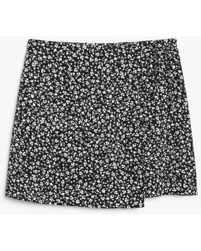 Monki Mini Wrap Skirt With Bow - Black