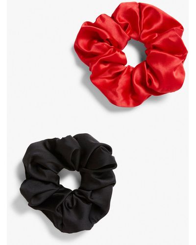 Monki Pack Of Two Scrunchies - Red