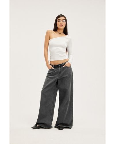 Monki White Ribbed One-shoulder Top