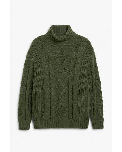 Monki Green Heavy Knitted Roll Neck Sweater