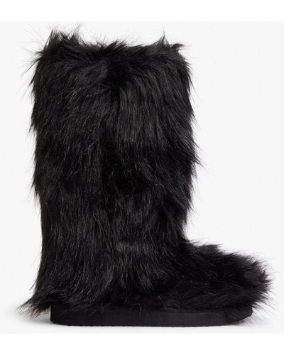 Monki Black Faux Fur Boots