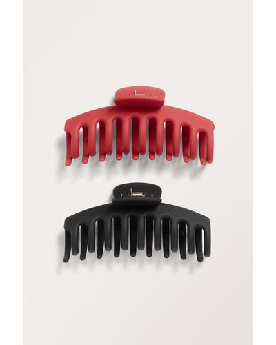 Monki Pack Of 2 Big Hair Claws - Red