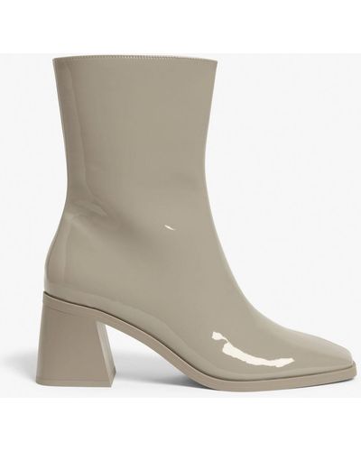 Monki Faux Leather Ankle Boots - Natural