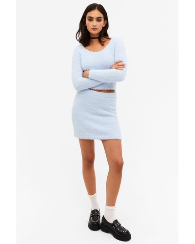 Monki Soft Knit Mini Skirt - Blue