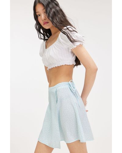 Monki Tie Mini Wrap Skirt - White