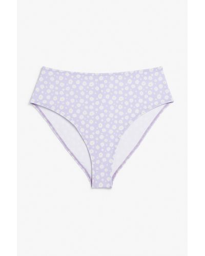Monki Floral High-waist Bikini Briefs - Purple