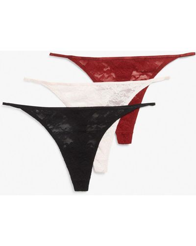 Monki 3-pack Lace Thongs - Red