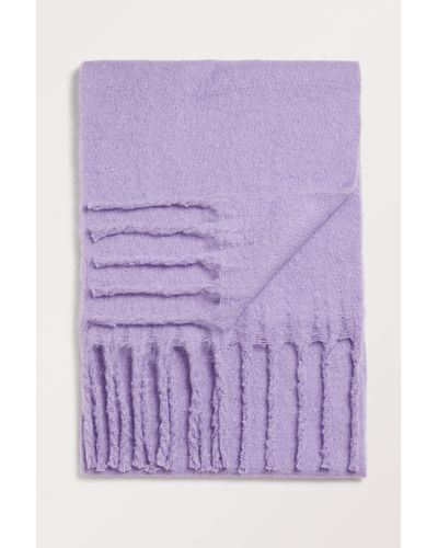 Monki Recycled Polyester Purple Tassel Scarf