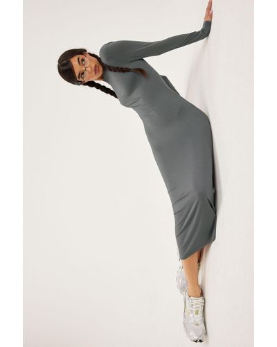 Monki Long Soft Bodycon Dress - Grey