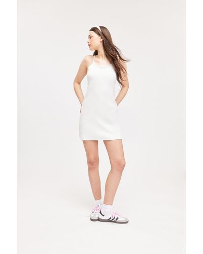 Monki Mini Rib Slip Dress - White