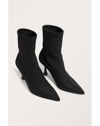Monki Black Pointy Heeled Sock Boots