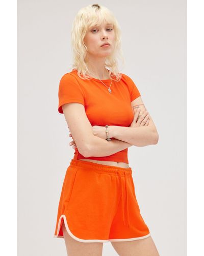 Monki Mini Terry Shorts - Orange