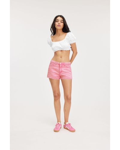 Monki Short Mini Twill Shorts - Pink