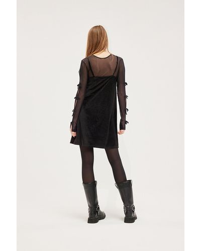 Monki Velvet Mini Slip Dress - Black