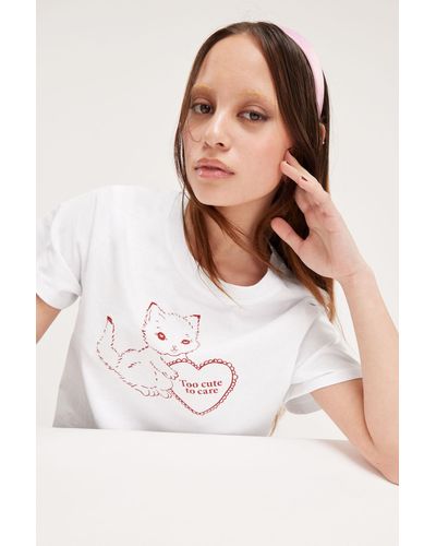 Monki Graphic Printed T-shirt - White