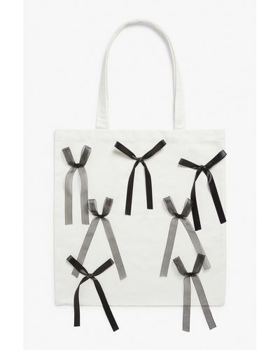 Monki Tote Bag With Ribbons - White