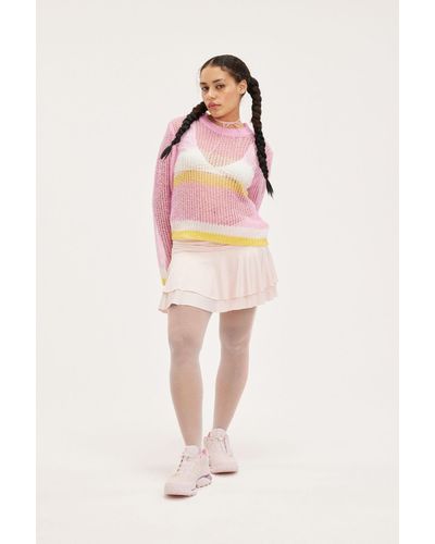 Monki Oversized Sheer Knitted Jumper - Pink