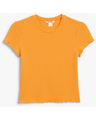 Monki Textured T-shirt - Orange