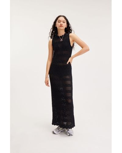 Monki Crochet Style Sleeveless Dress - Black