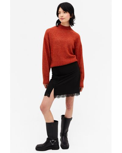 Monki Knitted Turtleneck Sweater - Red