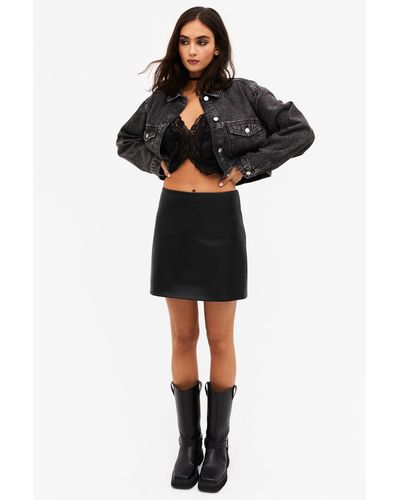Monki Faux Leather Mini Skirt - Black
