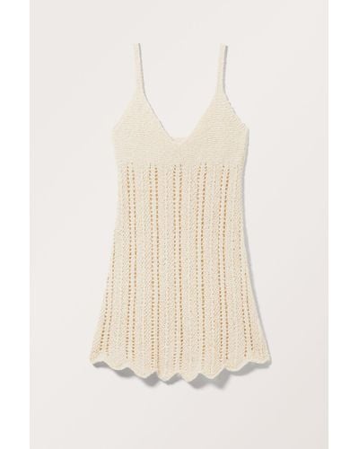 Monki Crochet-knitted Mini Strap Dress - Natural