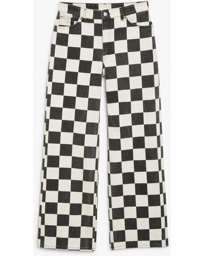 Monki Yoko Checkerboard Jeans - Multicolour