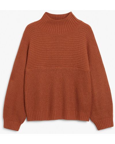Monki Vertical Knit Jumper - Orange