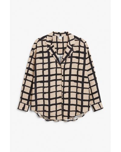 Monki Black & Beige Checkered Relaxed Lightweight Shirt