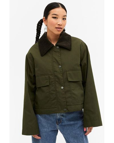 Monki Corduroy Collar Jacket - Green