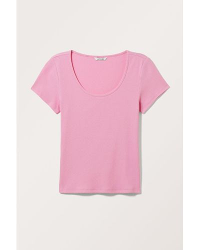 Monki Slim Fit Short Sleeve T-shirt - Pink