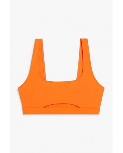 Monki Orange Pull-on Bikini Top With Cut-out Detail