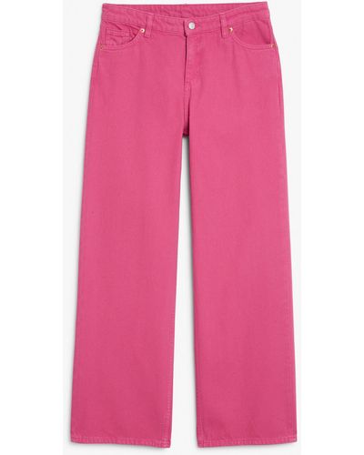 Monki Naoki Low Waist Loose Jeans - Pink