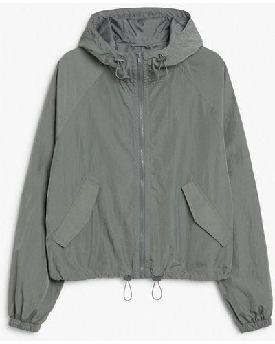 Monki Grey Zip-up Parachute Jacket