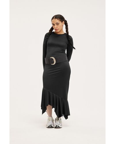 Monki Long Sleeved Asymmetric Dress - Black