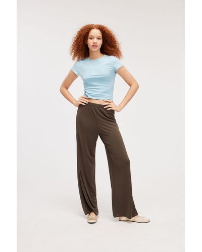 Monki Regular Fit Soft Trousers - Brown