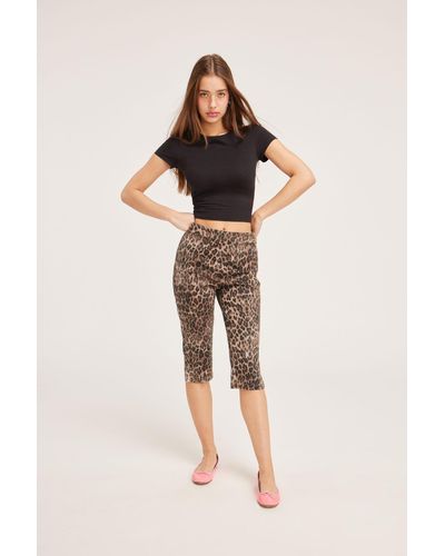 Monki Ultra Cropped Trousers - Brown