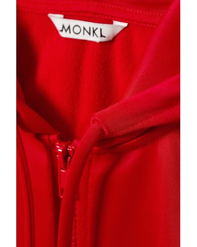 Monki Contrast Heart Zip Hoodie - Red