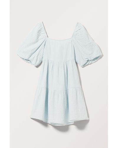 Monki Puffy Cotton Babydoll Dress - Blue