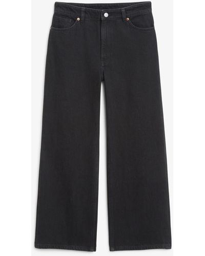 Monki Hoch sitzende, weite knöchellange jeans yoko - Schwarz