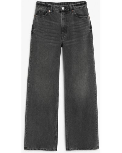 Monki Yoko High Waist Wide Jeans - Black