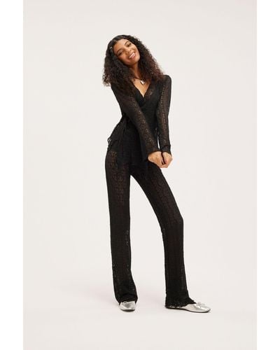 Monki Structured Lace Trousers - Black