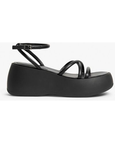 Monki Black Strappy Flatform Sandals